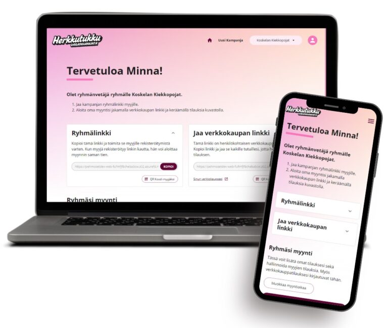 Sovelluskuvat Herkkutukun käyttöliittymästä