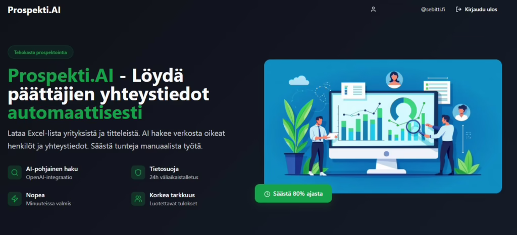 Kuva toteutetusta softasta